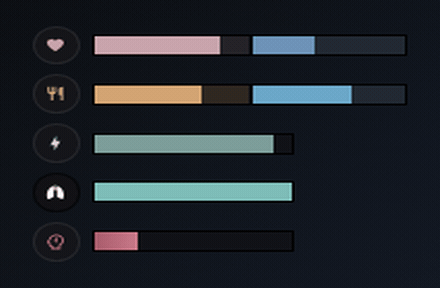 Vitals: bars reacting, armor split appearing